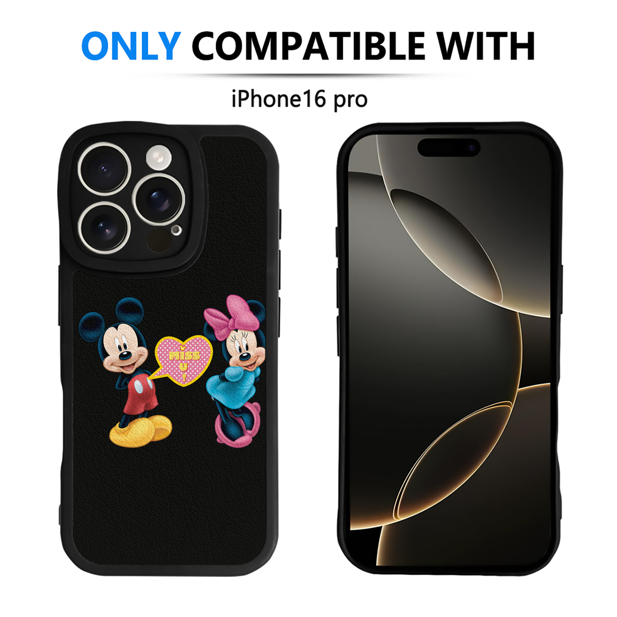 （画像用） ミッキーマウス Mickey Mouse 【iPhone 16シリーズ対応】シリコンスマホケース（レザー調） 材質：シリコン